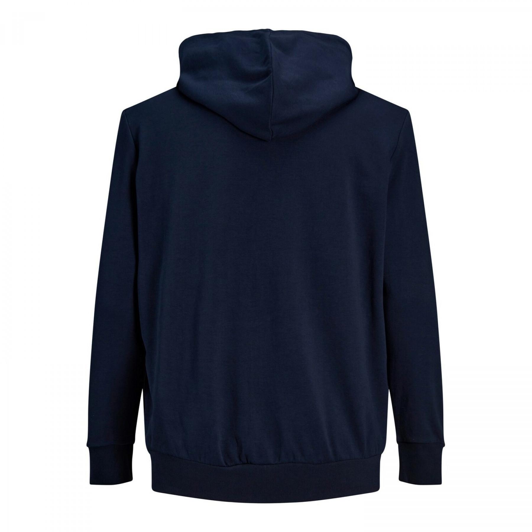 Hooded zip sweatshirt large size Jack & Jones Basic Bleu