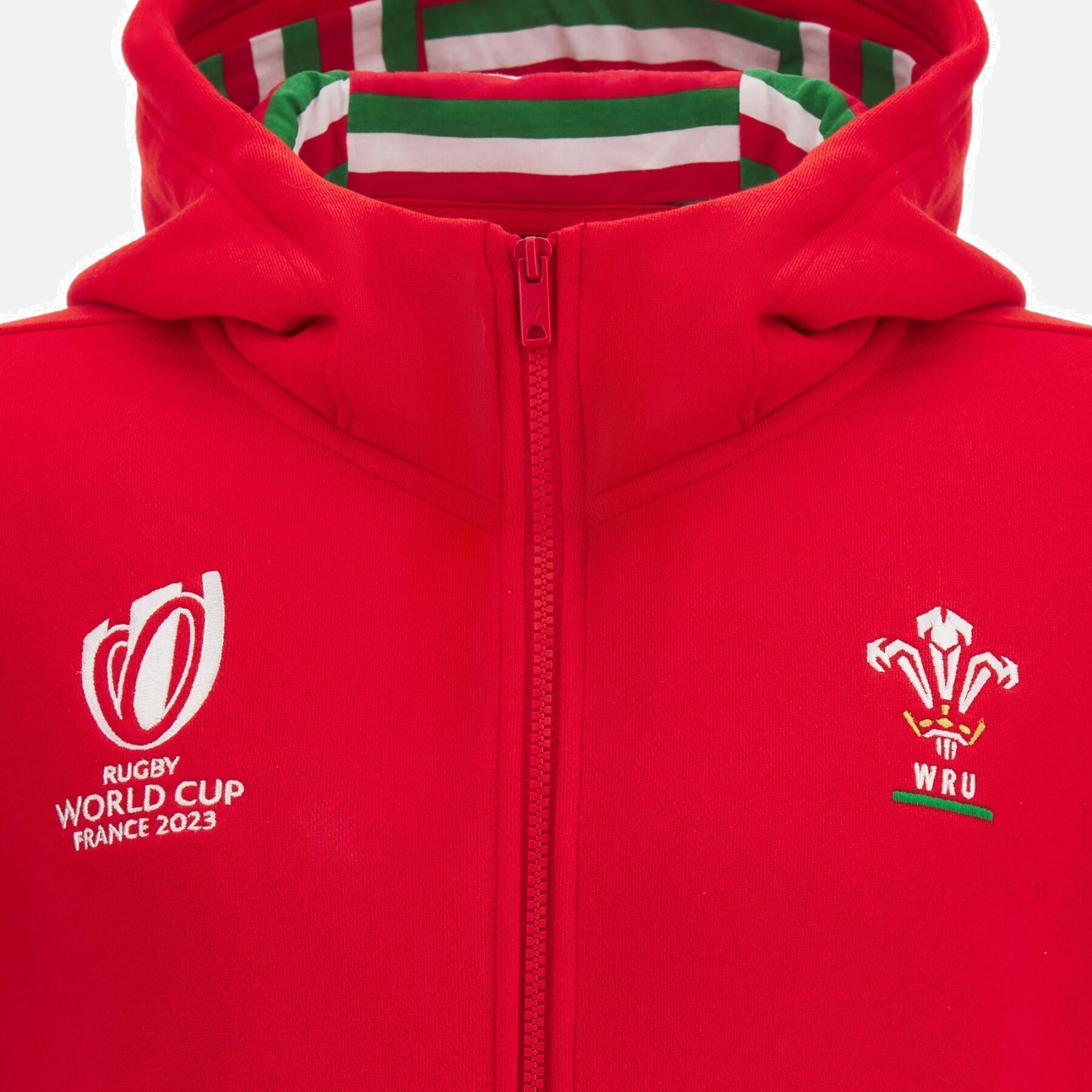Sweatshirt hooded zipped child Pays de Galles Rugby XV Merch RWC Country. 2023