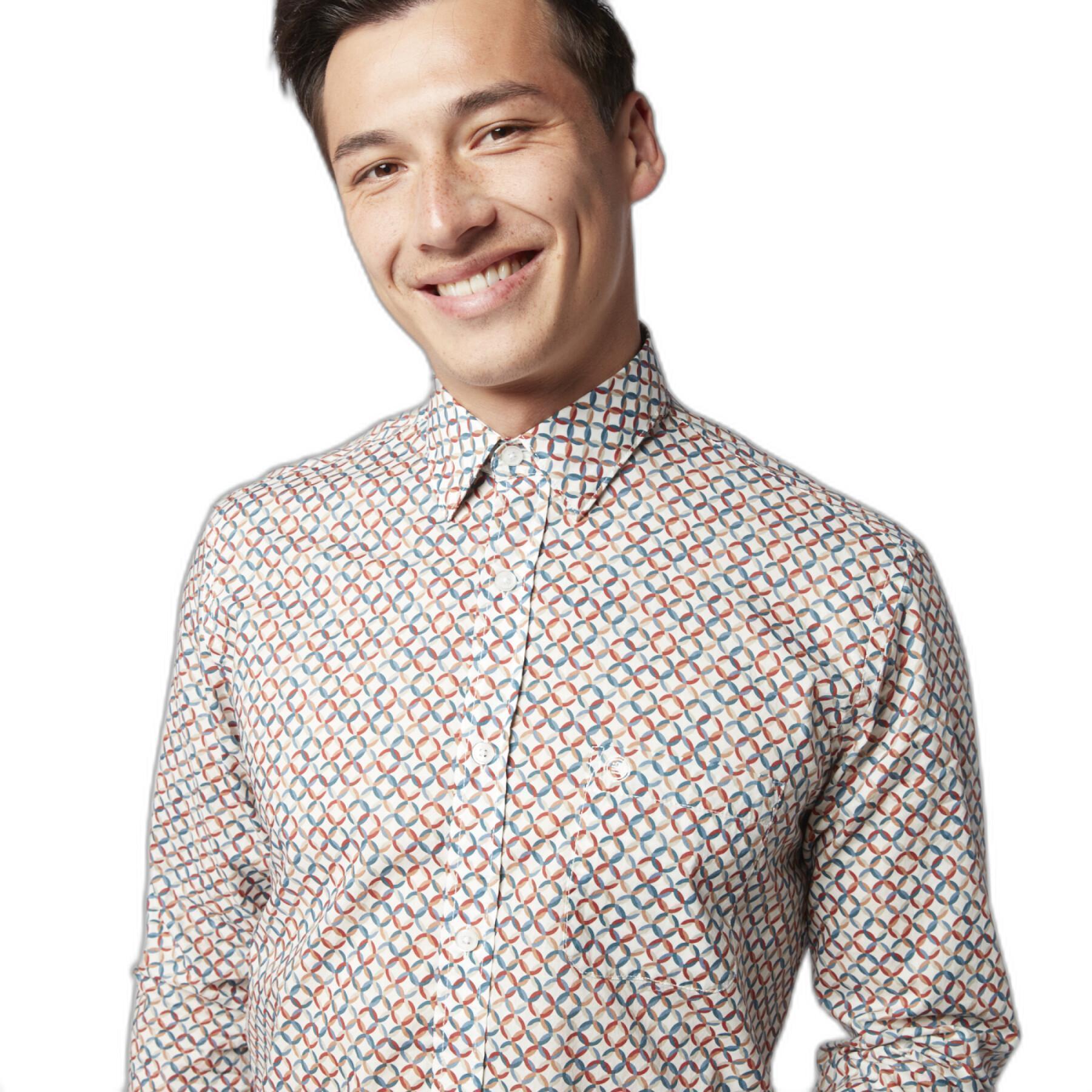 Long sleeve printed shirt with stand-up collar Serge Blanco