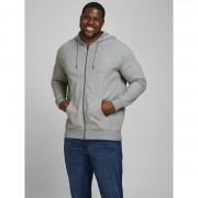 Hooded zip sweatshirt large size Jack & Jones Basic Gris