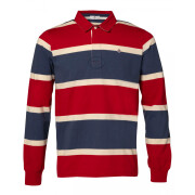 Long-sleeved striped jersey polo shirt Serge Blanco